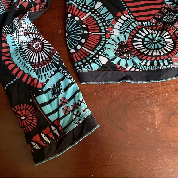 Garella Semi-Sheer Printed Zip Top Size 3 US S Boho Mesh Lightweight Top - Picture 7 of 9